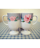 Set of Four 1985 Retro Saltera Gray White &#39;Victorian Rose&#39; Fine China Mu... - $16.31 CAD