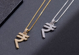 Solid 14K Gold Rupee Sign Dope Pendant Jewelry Iced Out Rupyaa Hip Hop - £52.30 GBP+