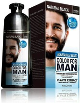 Mokeru Men 2 in1 Beard &amp; Mustache Natural Hair Color Shampoo Permanent Black Dye - $15.29