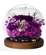 Gifts for Women Preserved Flowers Handmade Real Roses in Glass with Ligh... - $81.36