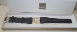 MISAKI watch Stainless Steel Mother OF Pearl black leather band new - $120.34