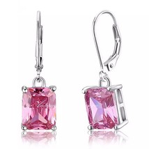 Top Quality Red Ruby Emerald Cut Gemstone 925 Sterling Silver Earring For woman - $59.65