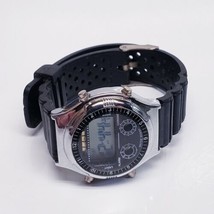 Digital Water Resistant Watch, Silver Tone Case Black Buckle Band TESTED... - $19.69