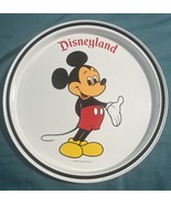 Vintage CLASSIC &quot;DISNEYLAND&quot; Mickey Mouse Round White Metal Tray Black Trim - $9.89