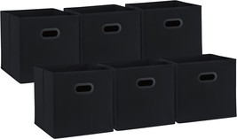 Pomatree 13X13X13 Storage Cube Bins - 6 Pack | Large And Sturdy, Dual, Black - £34.79 GBP