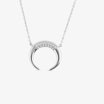 0.3CT Round Simulated Diamond 14k White Gold Plated Double Horn Pendanr Necklace - £52.63 GBP