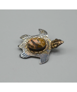 Sterling Silver Sea Turtle Pin w/ Leopardskin Jasper Stone Shell 925 Sta... - £34.15 GBP