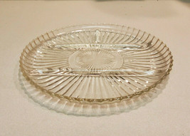 Vintage Indiana Glass 4 Section Ribbed Serving Platter Tray, Clear Glass... - £7.10 GBP