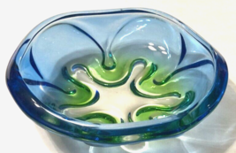 $9.99 Mikasa Royal Symphony Art Glass Candy Dish Blue Green Swirl Design 7&quot; - £8.13 GBP