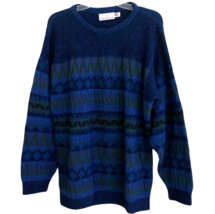 90s Fenwick Isle Geometric 3D Sweater Mens Sz L Cosby Textured Cotton Knit USA - £31.74 GBP