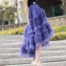 Purple High-low Layered Tulle Skirt Outfit Women Plus Size Fluffy Tulle Skirt image 5