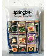 Garden Goodness Seed Packets Apron Set by Springbok Apron-Oven Mitt-Pot ... - £18.90 GBP