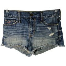 Hollister Cut Off Jean Shorts Distressed Denim Pants Size 3 w 26 (29x2.5) - $451.42 MXN