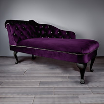 Regent Handmade Tufted Purple Amethyst Velvet Chaise Longue Bedroom Acce... - £255.03 GBP