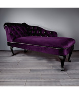 Regent Handmade Tufted Purple Amethyst Velvet Chaise Longue Bedroom Acce... - £251.62 GBP