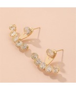 Cubic Zirconia &amp; 18K Gold-Plated Nets Round Ear Jackets - £11.87 GBP
