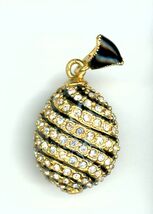 Russian Faberge Egg Pendant Swirling gems with Black enamel, more - $32.30