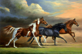 American saddlebred group horses running wild ceramic tile mural backsplash - £47.62 GBP+