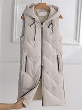 Cotton Coat Women Sleeveless Light Thin Long Slim Hooded Waistcoat 2022 Autumn W - £41.79 GBP