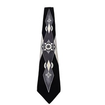 Gianfranco Ruffini Mens Neck Tie Silk Geometric Designer USA Black Gray - £15.82 GBP