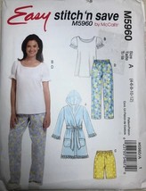McCall&#39;s Sewing Pattern 5960 Misses Robe Top Shorts Pants Size 4-12 - £6.59 GBP
