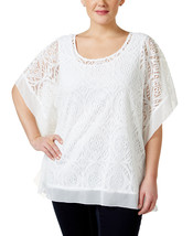NWT-JM Collection ~Size 0X~ Plus Size Crocheted Poncho Top Blouse Batwing Sleeve - £24.74 GBP