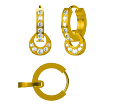 0.30Ct Simulated Diamond Huggie Dangle Hoop Earrings 14K Yellow Gold Plated - £66.86 GBP