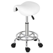 Saddle Stool Ha Ha Feet Rotation Bar Stool White - £78.45 GBP