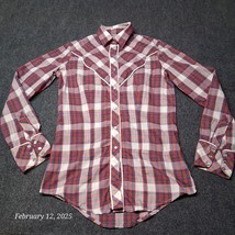 Western Pearl Snap Long Sleeve Shirt Women Medium Red Plaid - $18.47