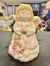 Too Cute Vintage Cosmos Christmas Around The World Angel &amp; Bunny Cookie Jar - $19.80