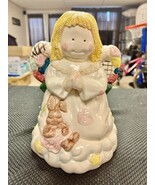 Too Cute Vintage Cosmos Christmas Around The World Angel &amp; Bunny Cookie Jar - $19.80