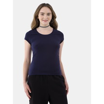 No Boundaries Crewneck Tee with Short Sleeves, Size XS (1) Color Navy - $12.86