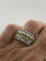 Vintage Peridot Deco Ring 925 Sterling Silver Size 7 - £106.82 GBP