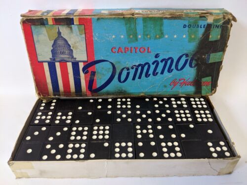 Vintage #930 Capital DOMINOES 55 Double Nine Game Set by Halsam - $40.00
