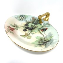 ATQ Limoges Serving Dish Oval Nappy Hand-painted Porcelain Painted Berries 10” W - £48.33 GBP