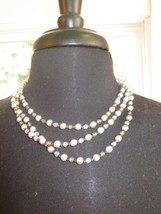 Beautiful Napier 3 Strand Gray and Pearl Bead Necklace Gently Used - £7.98 GBP