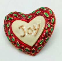 SFJ Christmas Heart Shaped &quot;JOY&quot; Pin Brooch Enameled - $12.86