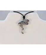 Flamingo Pendant Lead free Safe Pewter 1-1/2&quot; x 1&quot; Corded Made in USA Ec... - £7.79 GBP