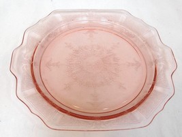 Depression Carnival Glass Princess Pink Anchor Hocking Sandwich Plate w Handles - £28.59 GBP