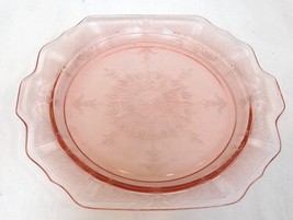 Depression Carnival Glass Princess Pink Anchor Hocking Sandwich Plate w Handles - £27.20 GBP