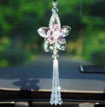Creative Crystal Flower Car pendant,Interior decoration car accessory  - £26.02 GBP