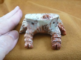 (Y-CRA-400) white red Crab carving SOAPSTONE carving stone figurine love... - $359.79 MXN