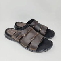 Rockport Mens Sandal Sz 12 M Brown Genuine Leather Slide Darwyn - £30.27 GBP