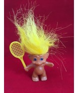 Vintage Troll W Yellow Hair And Tennis Racket Made In Korea - $5.84