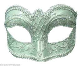 Silver Glitter Trim Venetian Mardi Gras Masquerade Halloween MASK-EYEGLASS Arms - £14.90 GBP