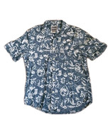 St John&#39;s Bay Camp Hawaiian Shirt Men M Medium Blue Shoty Sleeve 100% Co... - $7.68