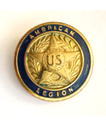 Vintage US American Legion Gold Tone Blue Enamel Button Pin 23mm - £23.55 GBP