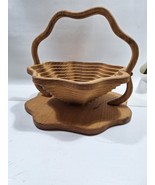 Folding Collapsible Spiral Wooden Basket Trivet Fruit Nut Bowl Hand Craf... - £20.98 GBP