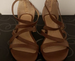 DexFlex Comfort Womens Low Wedge Heel Zip Back Sandals Brown Size 7.5 Wide - $26.17