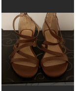 DexFlex Comfort Womens Low Wedge Heel Zip Back Sandals Brown Size 7.5 Wide - £20.96 GBP